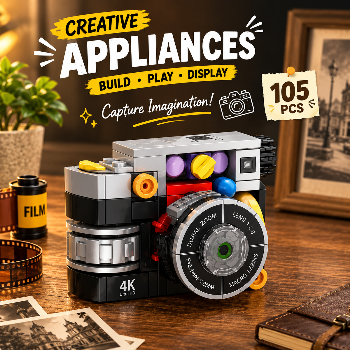 Jookids Creative Camera Building Blocks Set 105 PCS | DIY Camera Model Construction Toy for Kids | STEM Building Kit, Creative Assembly & Pretend Play Toy | Age 6+