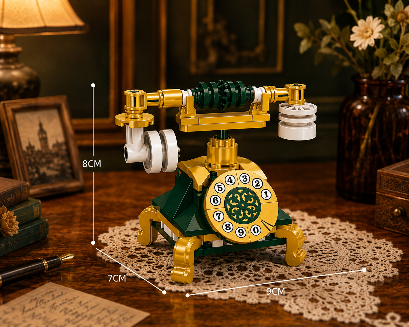 Jookids Vintage Rotary Telephone Building Blocks Set – 80 PCS Retro Desk Phone Construction Toy for Kids 6+ & Collectors