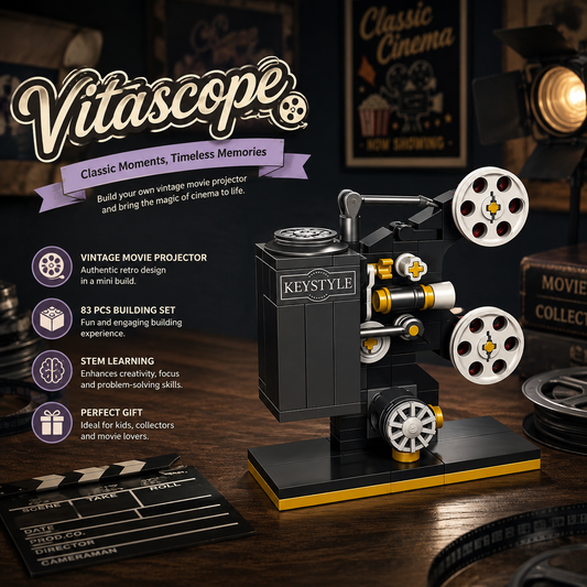 Jookids Vintage Movie Projector Building Blocks Set – 83 PCS Mini Cinema Projector Construction Toy for Kids 6+ & Collectors