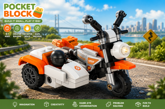 Jookids Mini Motorcycle with Sidecar Building Blocks Set | 110 Pieces | STEM Toy for Kids 6+