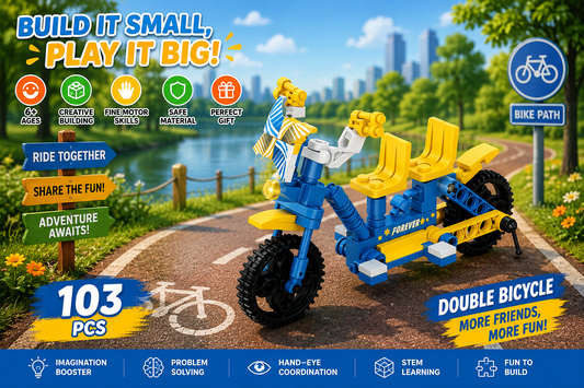 Jookids Mini Tandem Bicycle Building Blocks Set | 103 Pieces | STEM Toy for Kids 6+