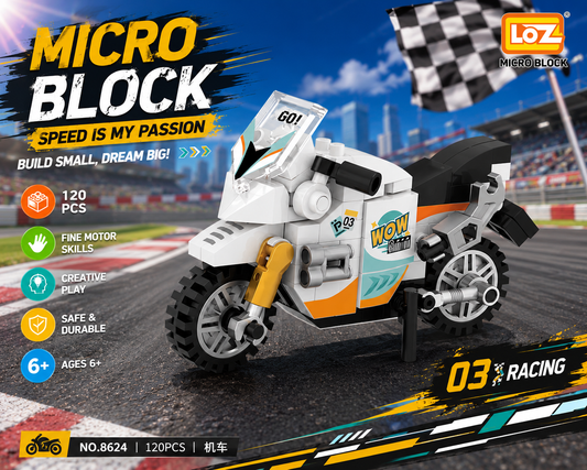 Jookids LOZ Mini Racing Motorcycle Micro Building Blocks Set | 120 Pieces | STEM Toy for Kids 6+