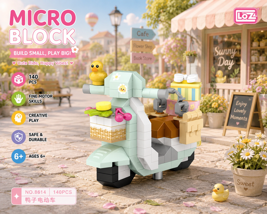 Jookids LOZ Cute Duck Scooter Micro Building Blocks Set | 140 Pieces | Mini Collectible STEM Toy for Kids Ages 6+