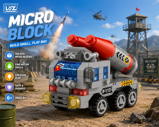 Jookids LOZ Rocket Launcher Truck Micro Building Blocks Set | 150 Pieces | Mini Military Vehicle STEM Toy for Kids Ages 6+