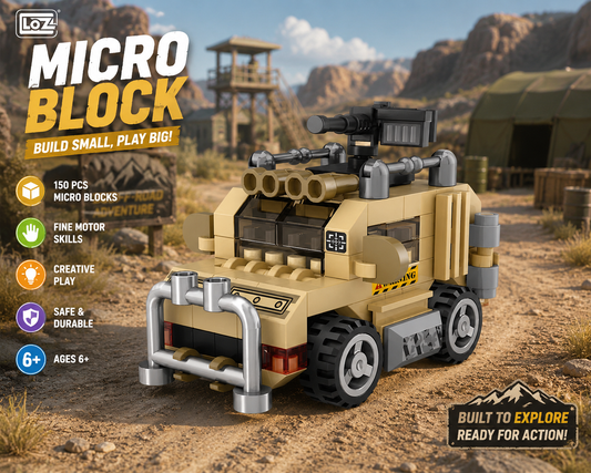 Jookids LOZ Off-Road Armored Truck Micro Building Blocks Set | 150 Pieces | Mini Adventure Vehicle STEM Toy for Kids Ages 6+