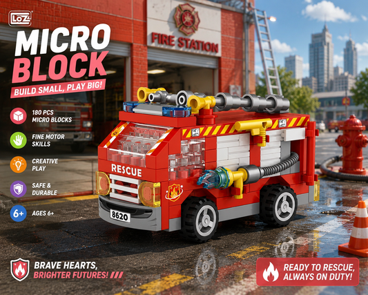 Jookids LOZ Fire Rescue Truck Micro Building Blocks Set | 180 Pieces | Mini Fire Engine STEM Construction Toy for Kids Ages 6+