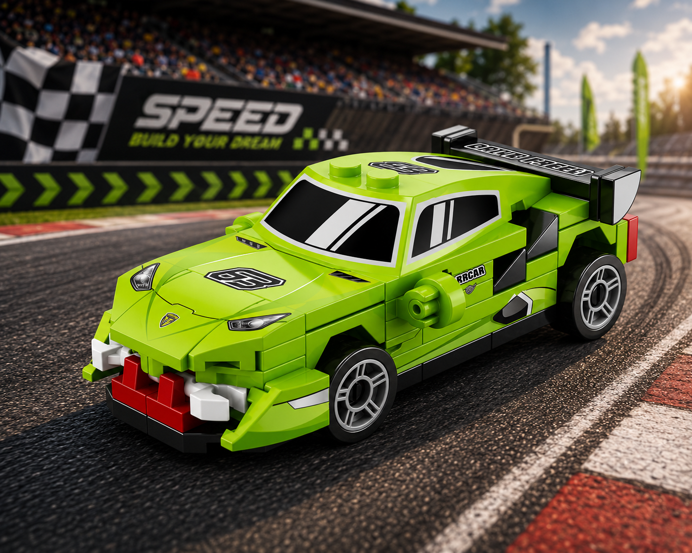 Jookids Pull Back Green Sports Car Building Blocks Set | 73 Pieces | Racing Car Construction Toy with Pull-Back Action | STEM Toy for Kids 6+