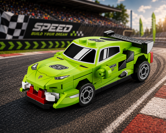 Jookids Pull Back Green Sports Car Building Blocks Set | 73 Pieces | Racing Car Construction Toy with Pull-Back Action | STEM Toy for Kids 6+