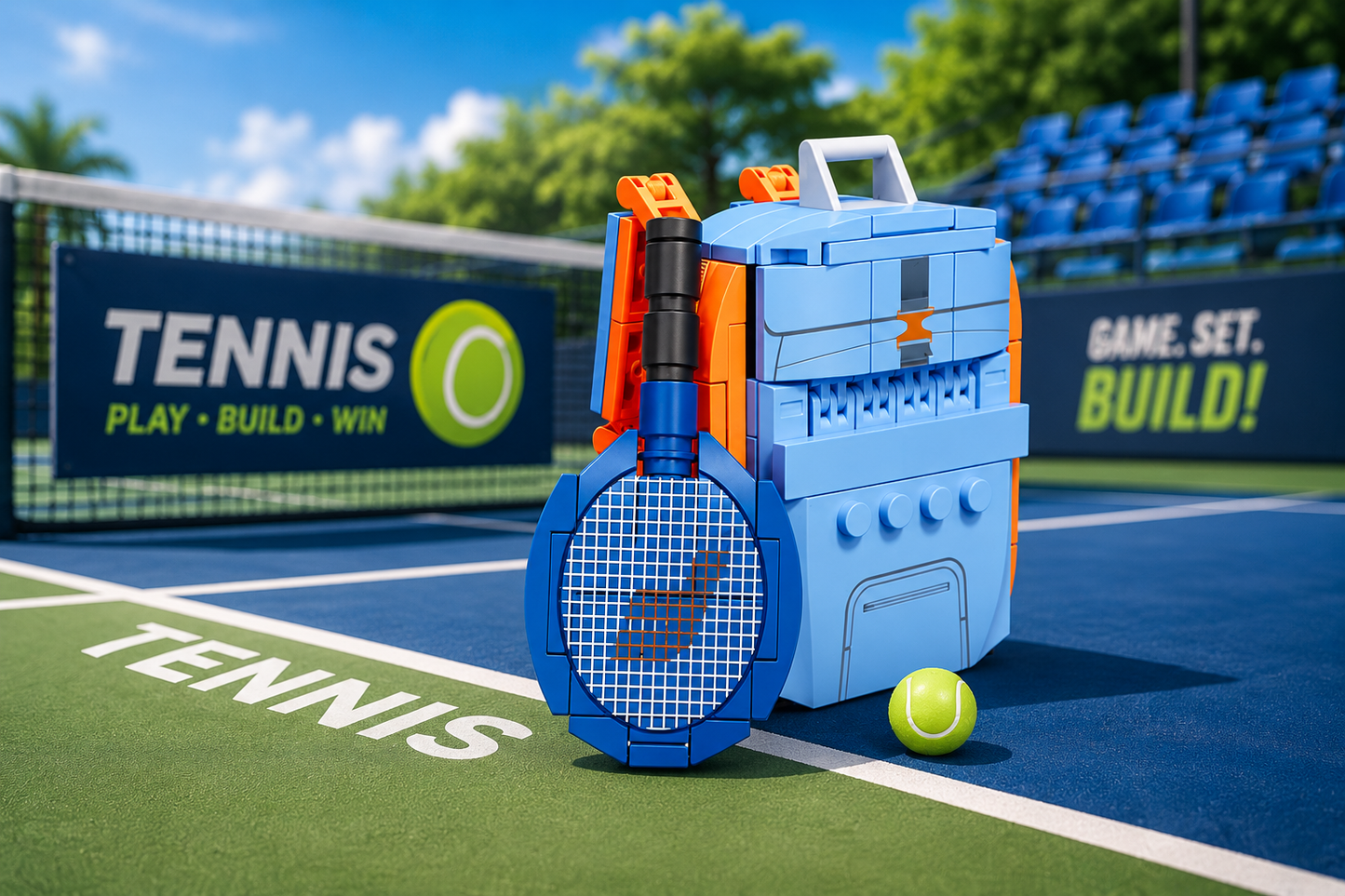 Jookids Mini Tennis Backpack Building Blocks Set | 104 Pieces | Sports STEM Toy for Kids 6+