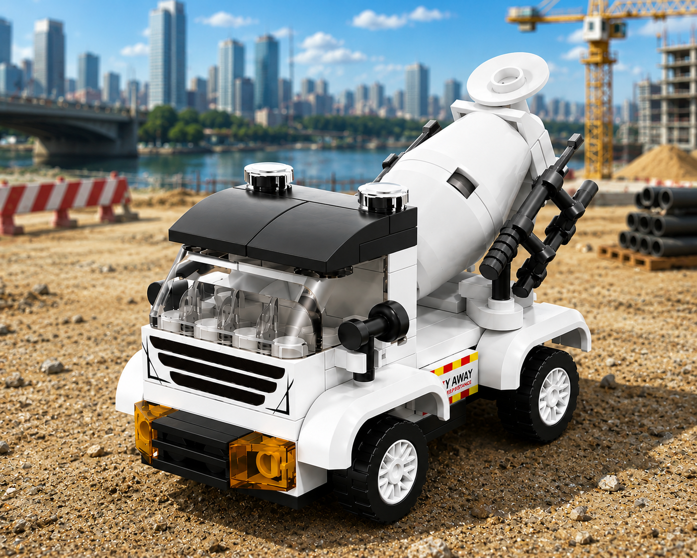Jookids Pocket Block Cement Mixer Truck Building Set – 93 Pieces Pull Back Construction Vehicle Toy for Kids Ages 6+