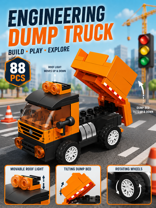 Jookids Engineering Dump Truck Building Blocks Toy – 88 Pieces Construction Vehicle Brick Set for Kids Ages 6+