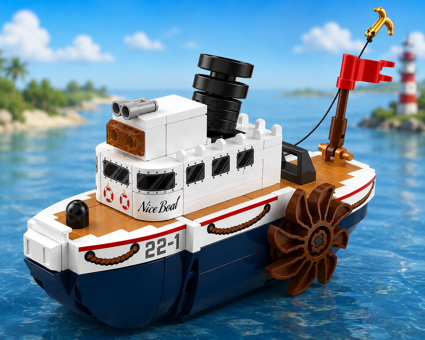 Jookids Fun-Moving Salvage Ship Building Blocks – 189 Pieces Paddle Steamer Boat Construction Set for Kids Ages 6+