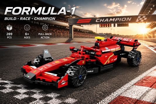 Jookids Formula Racing Car Building Blocks – 289 Pieces Pull-Back Construction Toy | DIY F1 Race Car Model | STEM Educational Toy for Kids 6+