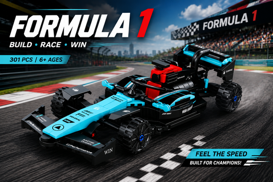 Jookids Formula 1 Racing Car Building Blocks – 301 Pieces Pull-Back Construction Toy | DIY Formula Car Model Kit | STEM Educational Toy for Kids 6+