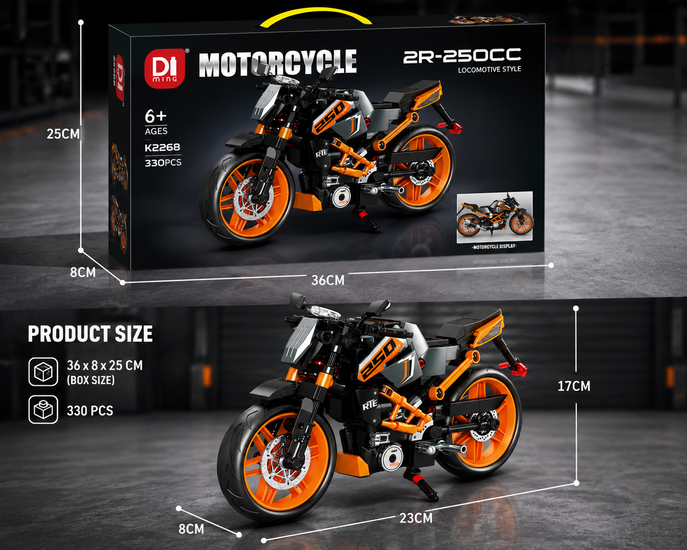 Jookids 250CC Sport Motorcycle Building Blocks Set – 330 Pieces Technic Racing Bike Construction Toy for Kids & Collectors (Ages 6+)