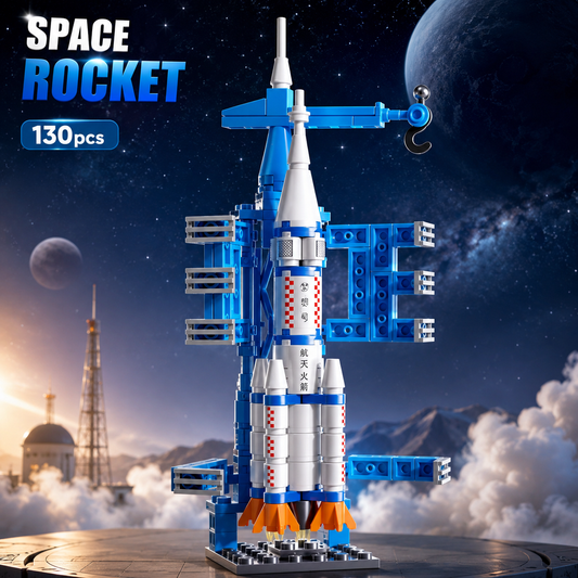Jookids Space Rocket Building Blocks Set – 130 Pieces Launch Tower & Rocket Construction Toy for Kids Ages 6+