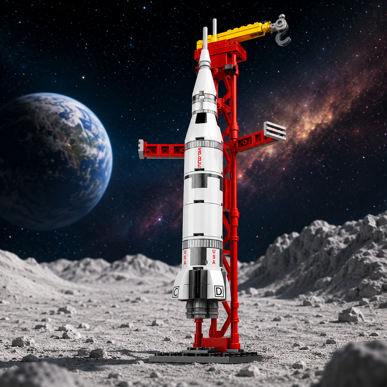 Jookids Space Rocket Building Blocks Set – 93 Pieces Rocket Launch Pad Construction Toy for Kids Ages 6+