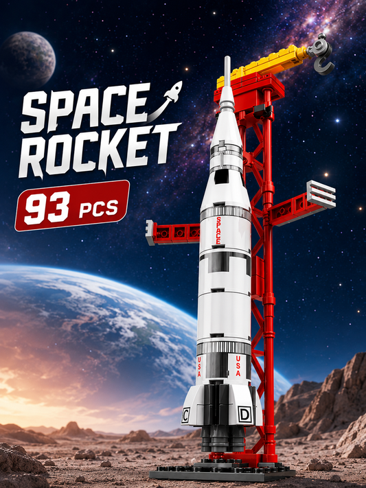 Jookids Space Rocket Building Blocks Set – 93 Pieces Rocket Launch Pad Construction Toy for Kids Ages 6+