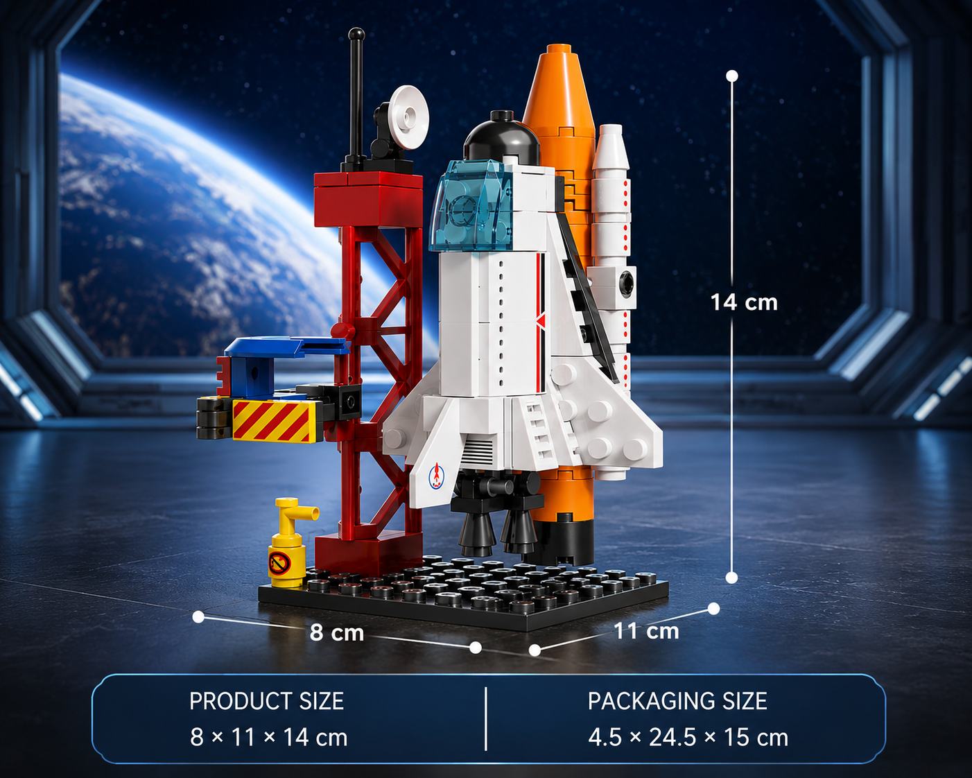 Jookids Space Shuttle Launch Pad Building Blocks Set – 107 Pieces Space Rocket Construction Toy for Kids Ages 6+