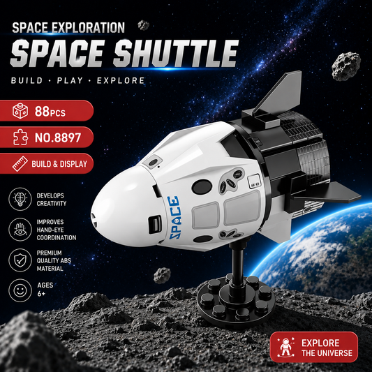 Jookids Space Shuttle Building Blocks Set – 88 Pieces Spacecraft Construction Toy with Display Stand for Kids Ages 6+