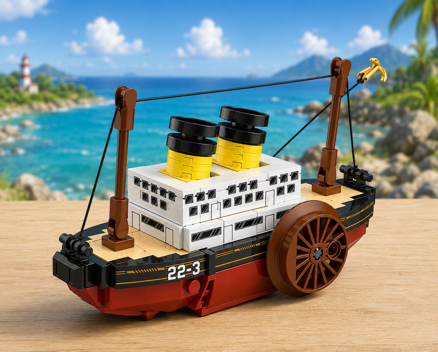 Jookids Fun-Moving Paddle Steamer Building Blocks Set – 196 Pieces Wind-Up Cruise Ship Construction Toy for Kids Ages 6+