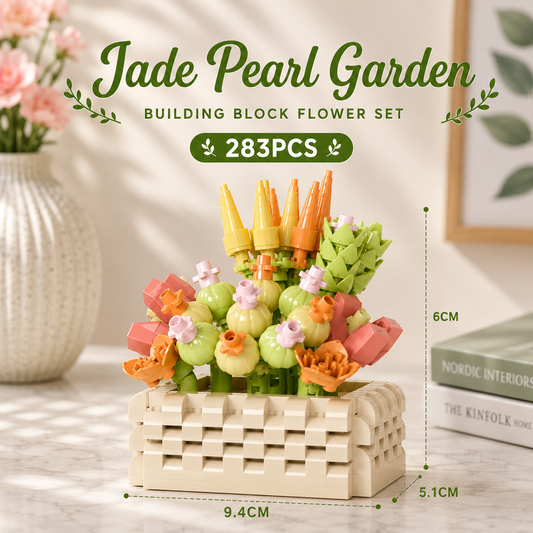 Jookids Jade Pearl Garden Building Blocks Set – 283 Pieces | DIY Mini Flower Pot | Decorative Brick Plant | Ages 6+
