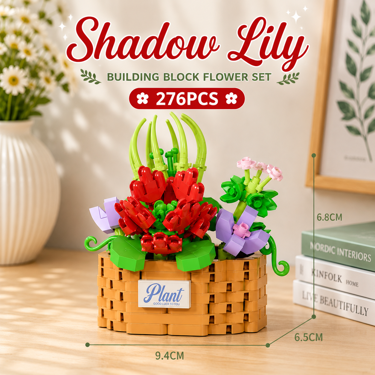 Jookids Shadow Lily Building Blocks Flower Pot – 276 Pieces | DIY Decorative Brick Plant | Mini Display Set | Ages 6+