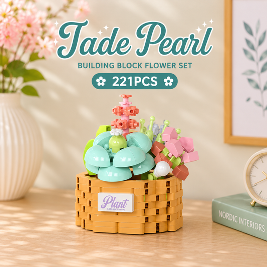 Jookids Jade Pearl Building Blocks Flower Pot – 221 Pieces | DIY Decorative Brick Plant | Mini Desk Display | Ages 6+