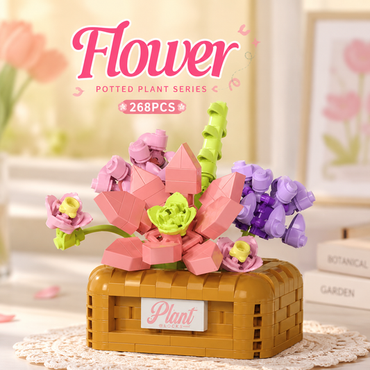 Jookids Flower Pot Building Blocks Set – 268 Pieces | DIY Mini Flower Basket | Creative Desk Decoration Toy | Ages 6+