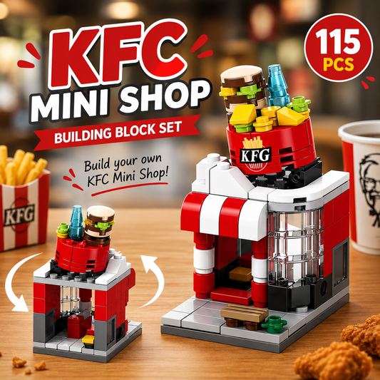 JooKids KFG Mini Fast Food Shop Building Blocks – 115 PCS Mini Restaurant Building Set for Kids
