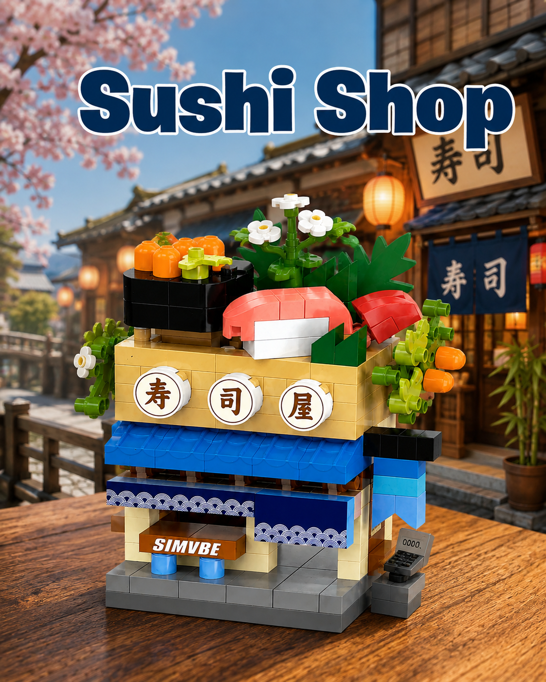 Jookids DIY Sushi Shop Building Blocks – 225 Pcs Creative Japanese Restaurant Construction Set for Kids