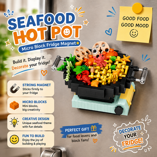 Jookids LOZ Seafood Hot Pot Micro Block Fridge Magnet – Mini Food Building Blocks, Creative DIY Refrigerator Decoration, 250 PCS