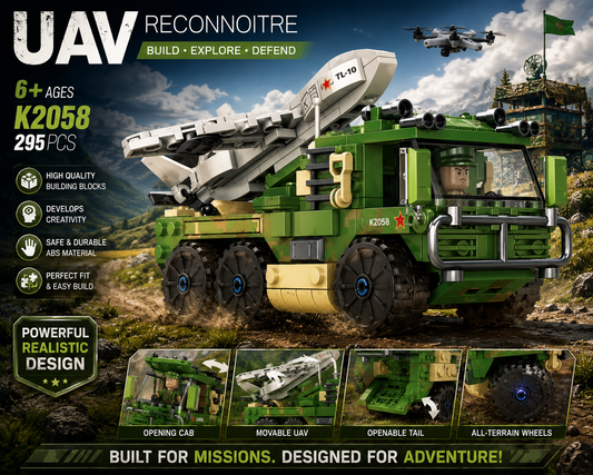 Jookids Military UAV Reconnaissance Building Block Set – 295 Pieces STEM Construction Toy for Kids Age 6+