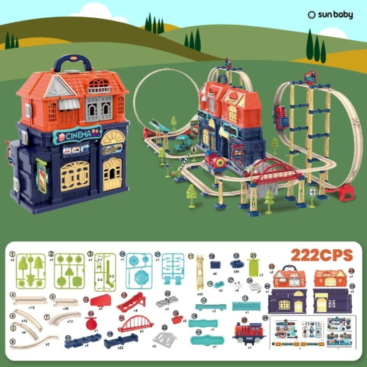 "STEM train construction set by JooKidz – tracks, bridges, signs"

