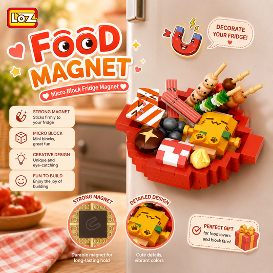 Jookids LOZ Food Magnet Micro Block Building Toy – Creative Fridge Magnet Mini Blocks, Cute Food-Themed Building Set, DIY Decorative Magnet for Kids & Collectors