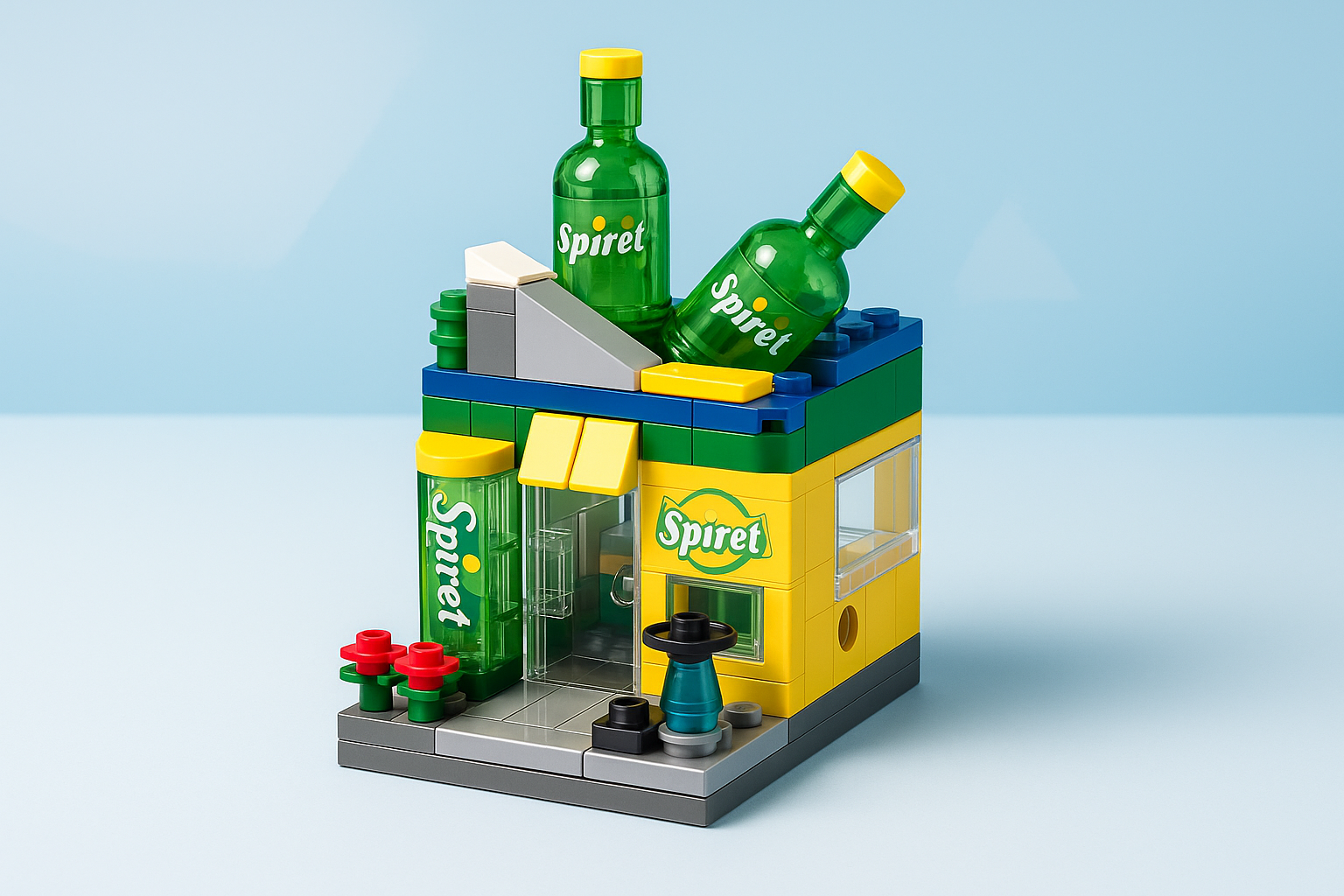 Sprite Shop Building Block Set - 108 Pieces Mini Lemon-Lime Soda Shop Construction Toy